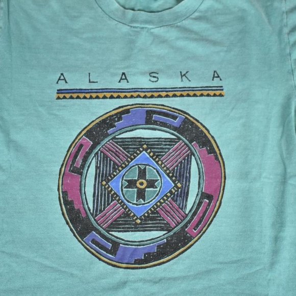 Vintage Garment Washed Alaska Tribal Mandala Graphic Tee - Picture 2 of 4
